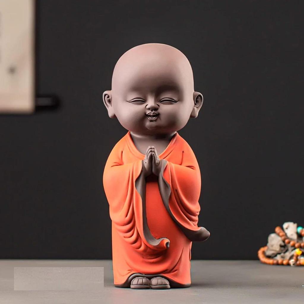 Namaste Monk Statue for Home Decor 25 CM Showpiece Small Laughing Cute Budha Idol for Living Room