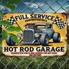 HOTRODGARAGEZ Vintage 'Hot Rod Garage' Metallschild | Full Service & Factory Power Retro Art | Langlebige Eisen-Wanddekoration für Zuhause