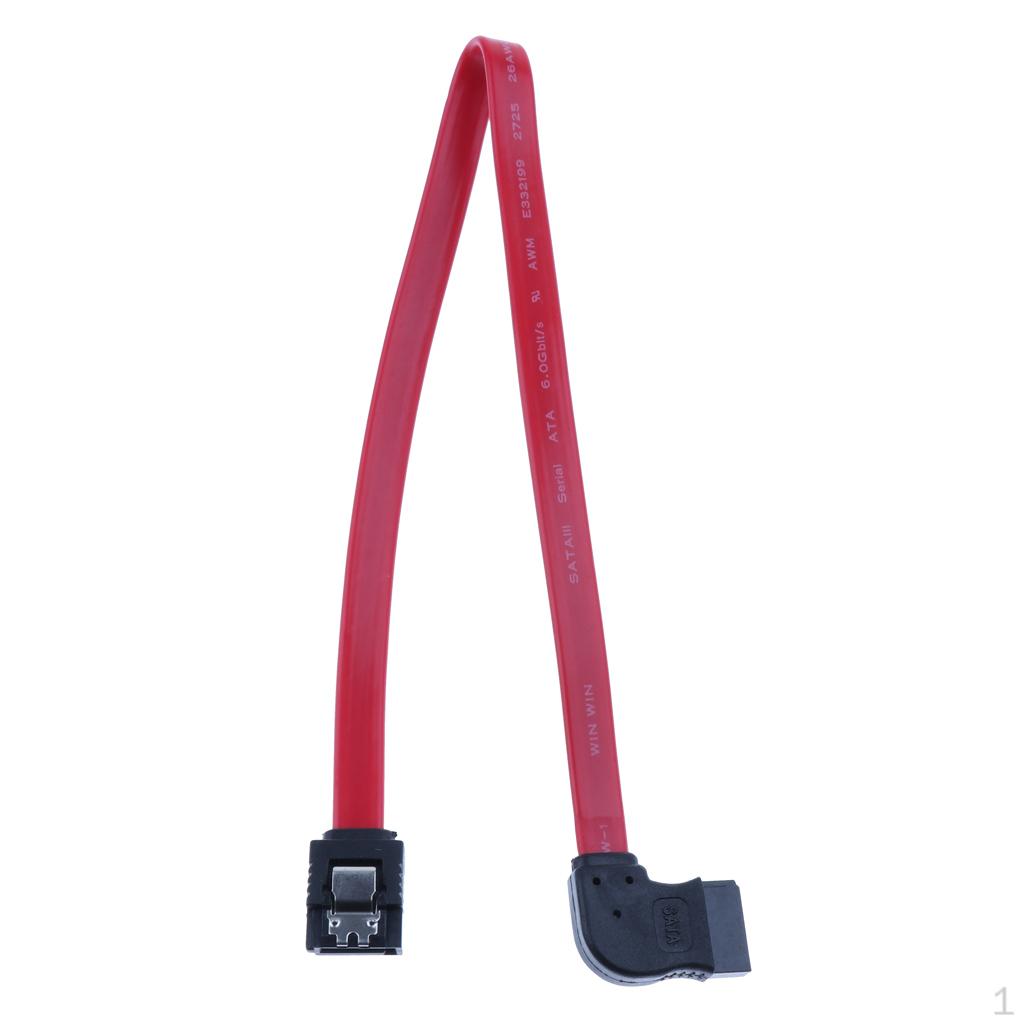 12 Inch III Cables 6Gbps 90 Degrees Angle With Locking Latch Red