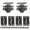 6pcs Antique Bronze Cabinet Door Hinge For DIY Box Furniture Hinges With Screws Wooden Box Latch Hasp Furniture Hardware