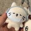 Porte-clés mignon en forme de couple de chaton avec écouteurs, mini poupée de chat qui pleure, en peluche, porte-clés de dessin animé, chien, abeille, pendentif pour sac à dos, décoration