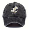 Unisex Vintage Gewaschene Baseballkappe Verstellbar Leicht Atmungsaktiv Dad Hat mit Gänseblümchen Schmetterling Print Design