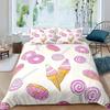 Ice Cream Duvet Cover Set Colourful Cartoon Cup Cake Cherry Lemon Fruit Bedding Set Summer Vacation Style Soft Comforter Cover