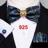 Barry.Wang Bowtie for Men Paisley Plaids Silk Pretied Bowtie Hanky Cufflinks Set