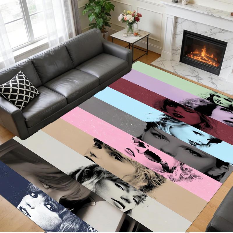 Taylor Swift Print Crystal Velvet Plush Rug Anti?Slip Wear?Resistant Floor Carpet For Indoor Household Home Decoration