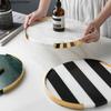 Natural Marble Tray Iron Round Storage Tray Home Decorative Plate Jewelry Trays Cake Pan Dessert Plate Cake Stand Display Trays