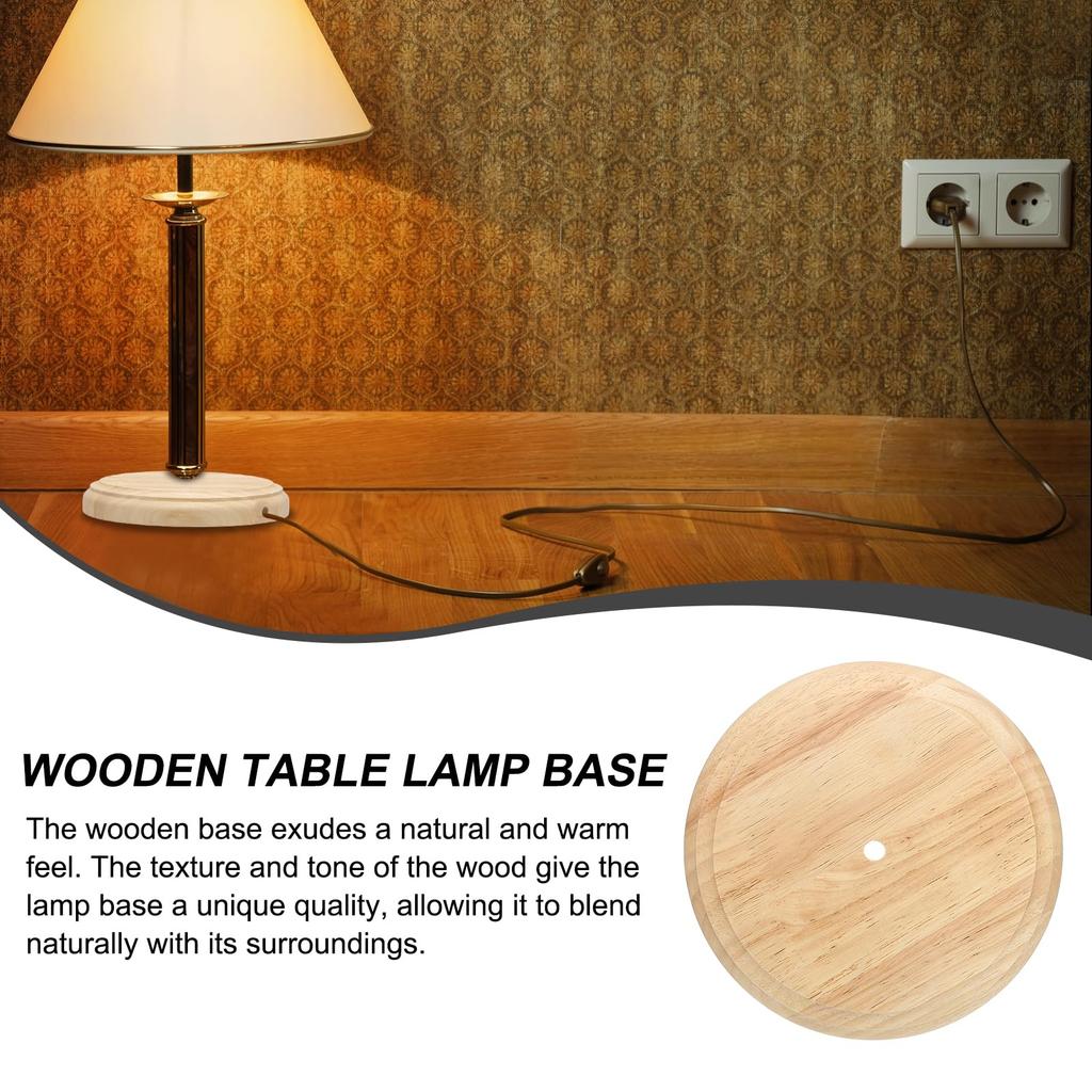 PATIKIL 8.5" X 1.3" Wooden Lamp Base, 2 Pieces, Round Solid Wood Base, Wooden Desk Lamp Display Stand, Bedroom Bedside Table Lamp Replacement DIY