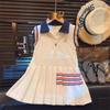 2024 Summer Western-Style Baby Girl Sports Polo Dress with Pleated Skirt