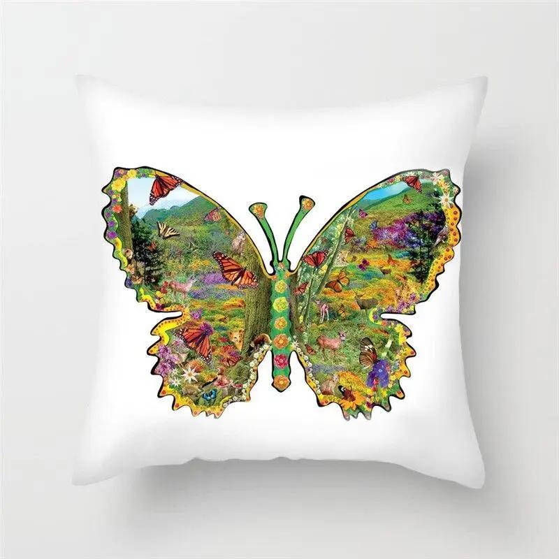 Butterfly Cushion Cover Sofa Chair Animal Flower Pillow Case Home Decor Painted Hugging