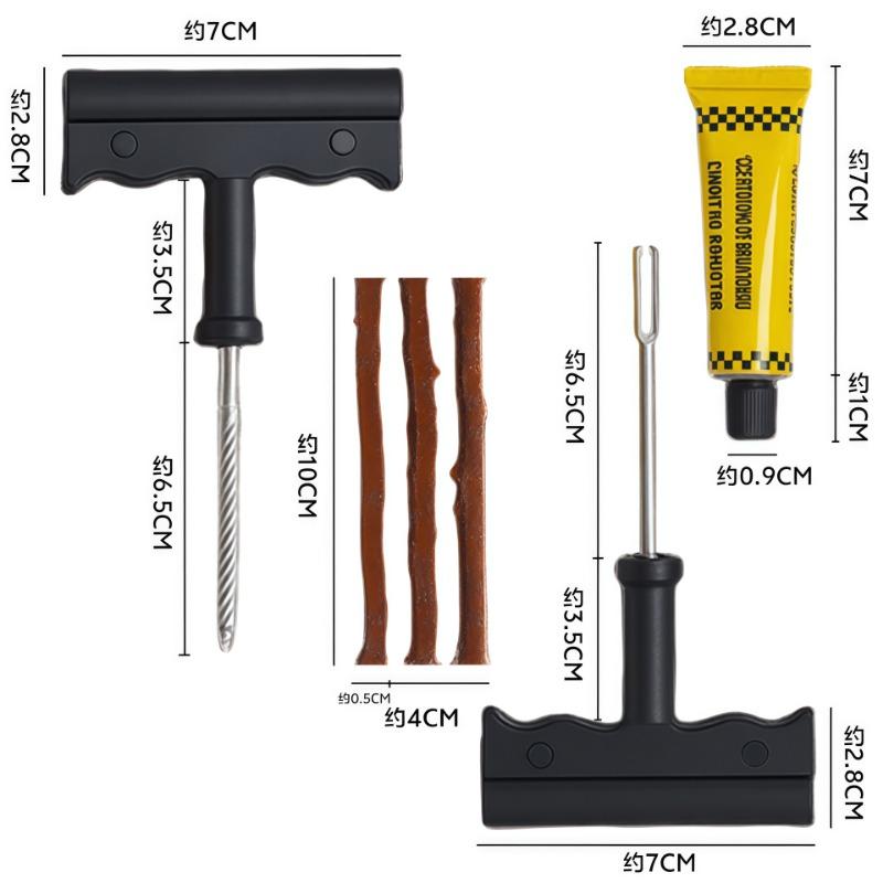 Six Piece Car Motorcycle Vacuum Tire Puncture Repair Emergency Tool Kit