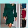 Elegant Summer Puff Sleeve Bodycon Dress With Polyester Fabric For Office Wear