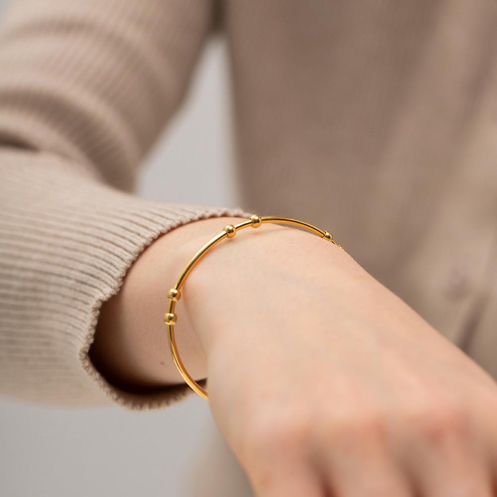 2025 New product trend Internet celebrity INS style design 18K gold stainless steel non-fading round bead opening bracelet
