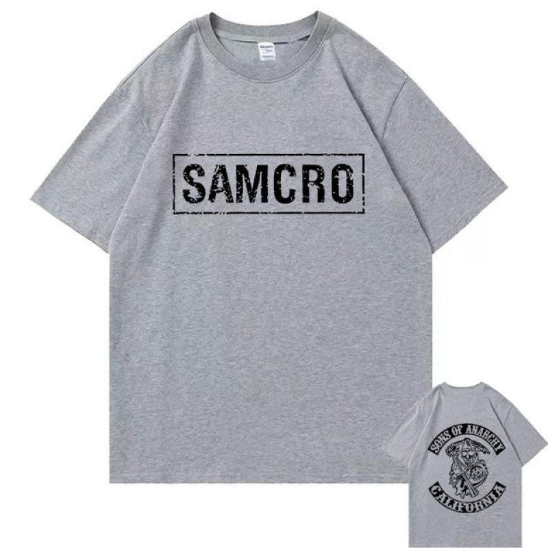 Sons of Anarchy SAMCRO Tricou cu imprimeu dublu față pentru bărbați, femei, modă, hip hop, rock, tricouri cu mânecă scurtă de vară, din bumbac, maiuri