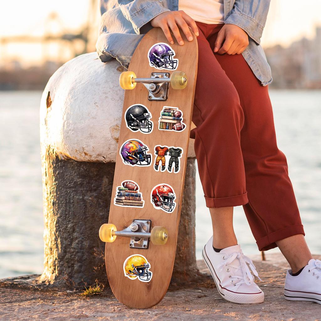 50 Watercolor Football Stickers Pack Skateboard Suitcase Mobile Phone Decoration Stickers Waterproof Creative Computer DIY Stickers