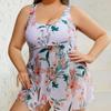 Traje de baño sexy con estampado floral para tallas grandes, traje de baño tipo vestido push-up para mujer, traje de baño con abertura, ropa de playa