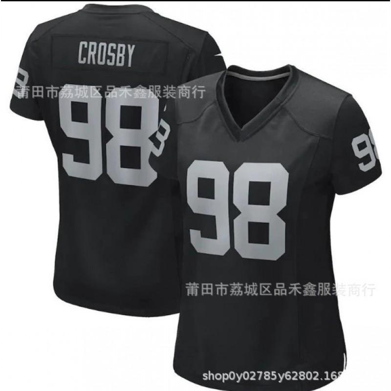 Womens NFL Raiders Jersey Cotton Football Shirt Game Day Fan Wear - Crosby 98 Garoppolo 10
