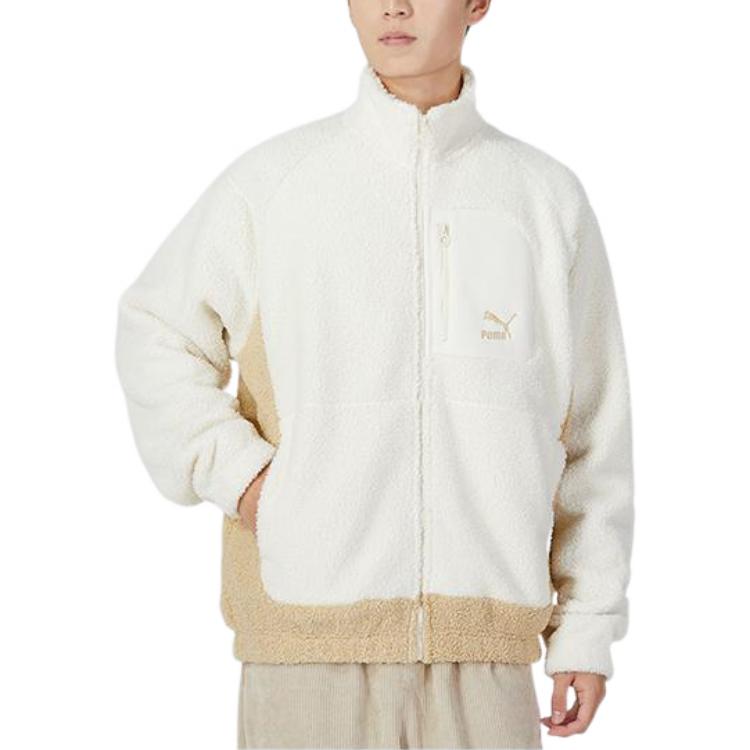 Puma Logo Print Colorblock Stand Collar Jacket Unisex Jacket White 539914-93