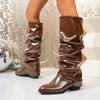Mode Neue Herbst- und Winter-Damenstiefel mit dicken Absätzen, hohen Stiefeln, langen Stiefeln und Western-Cowboy-Ritterstiefeln