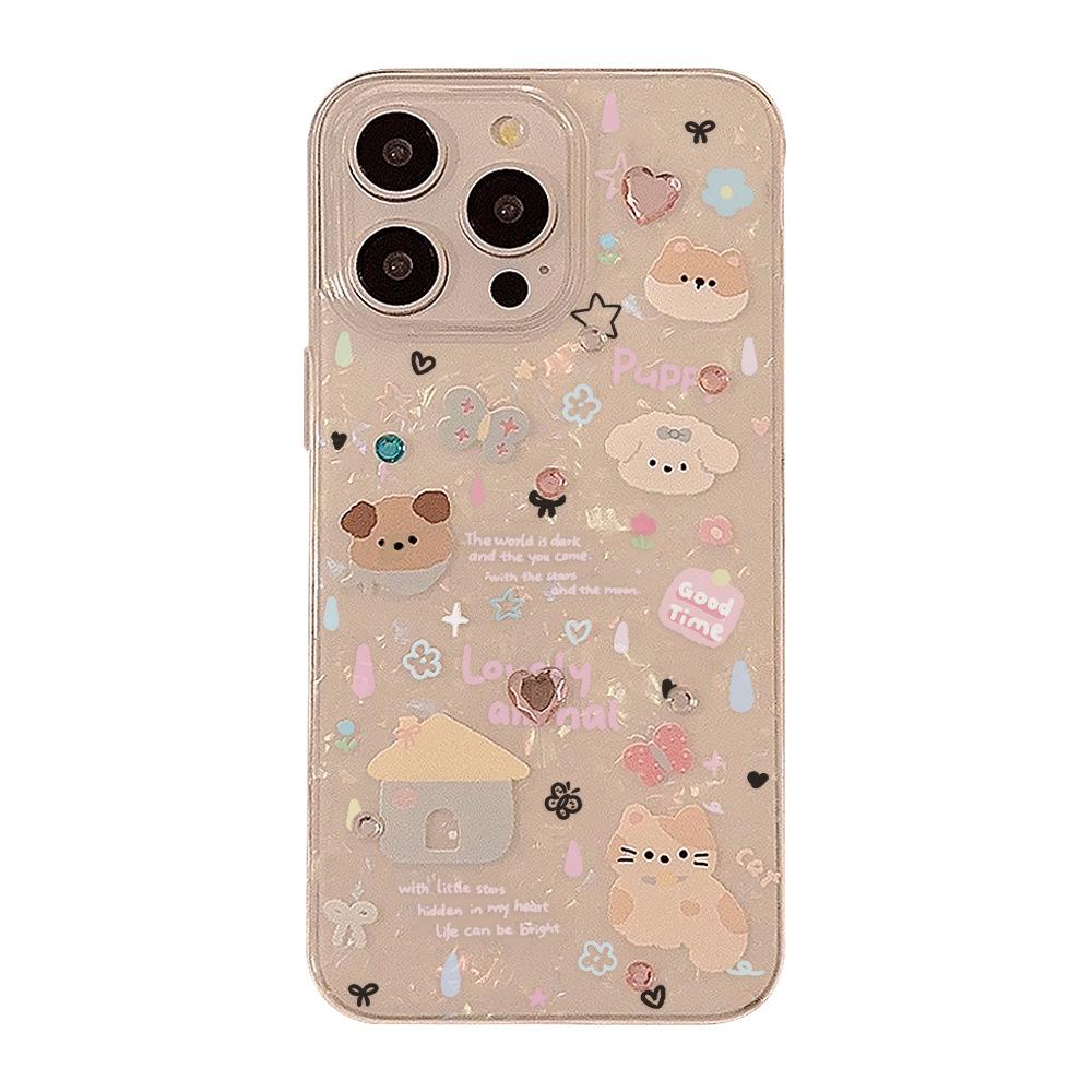 Applicable Ins Cartoon Fun Puppy Sticker Apple 15pro Max Mobile Phone Case 16 Shell Iphone15 Soft 11