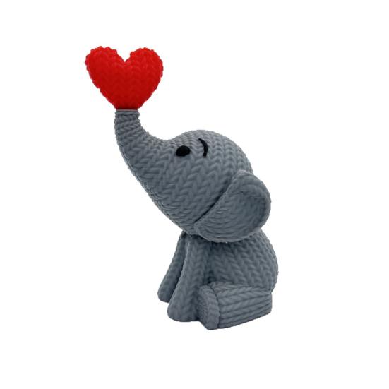 Elefantenherz Skulptur 3D-gedruckte kleine Elefantenfigur für Hochzeitstag, Valentinstag, Wohnzimmer, Schlafzimmer, Desktop-Dekor