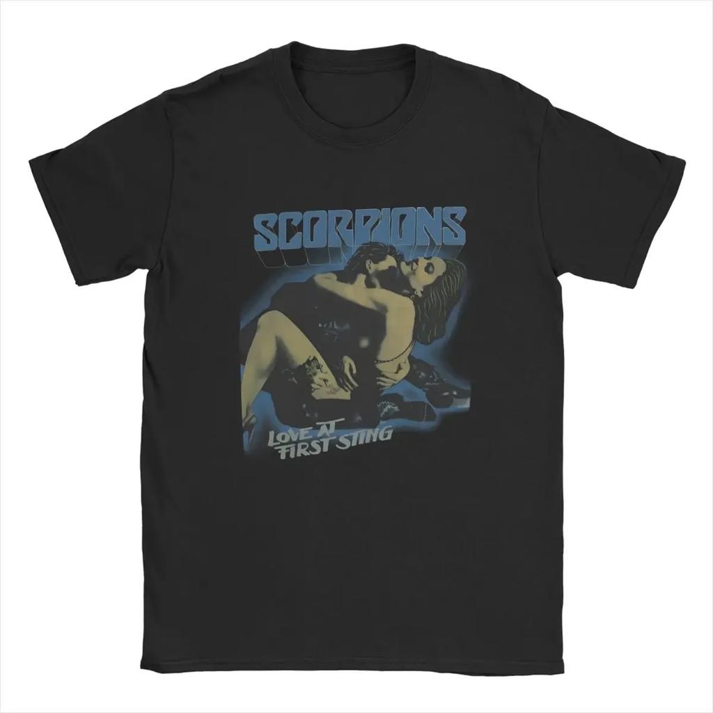 Men Scorpions Rock Band T Shirt Music Concert Tour Pure Cotton Merchandise Fashion Short Sleeve Crewneck Tee Unique TShirt