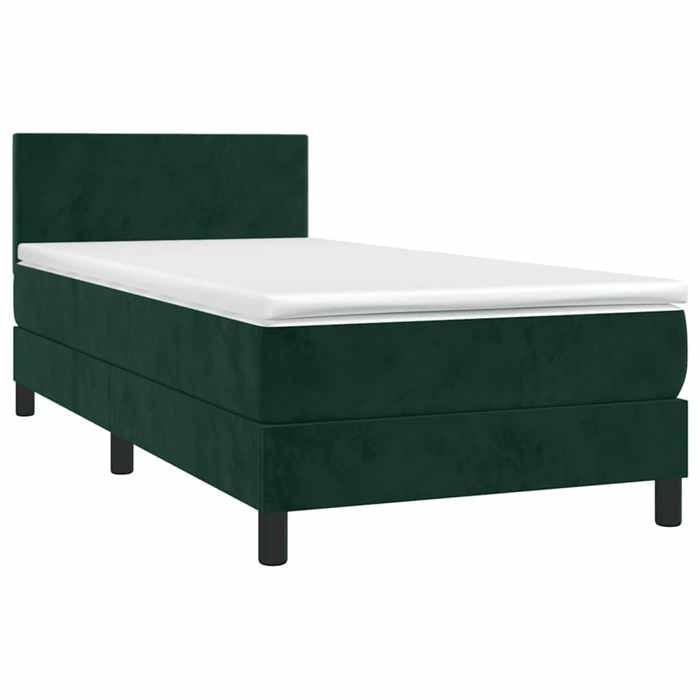 Maison Exclusive - Sommier à lattes de lit avec matelas et LED Vert foncé 90x190cm