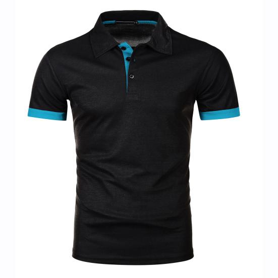Men Tops Lapel Short Sleeve Casual Loose Fit Regular Style Tops