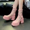 British Style Thick-soled Belt Buckle Martin Boots Cool Boots 2025 New Summer Mesh Splicing Small Breathable Mesh Boots