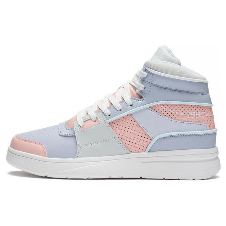 Li Ning Retro 90 Cushioning Slip Resistant High Top Casual Shoes Women's Blue Pink ABCS098-3