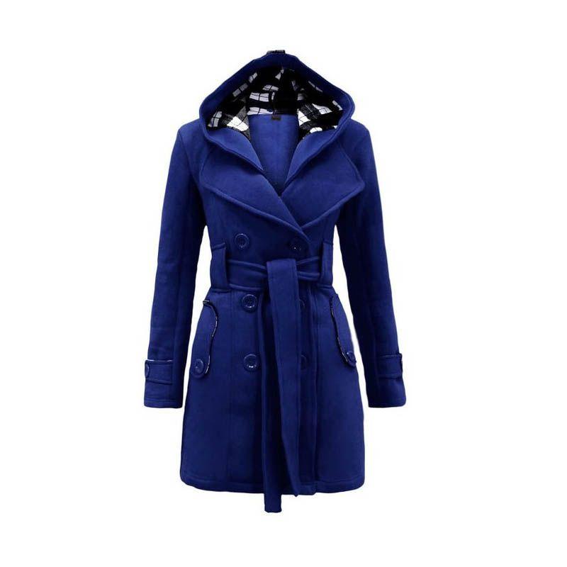 Elegant Women's Overcoat Long Jacket Warm Winter Outwear With Hooded Parka Design