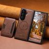 SUTENI Magnetyczne Bezprzewodowe Ładowanie Luksusowe Etui na Telefon ze Sztucznej Skóry z Miejscem na Karty i Podstawką dla Samsung Galaxy Z Fold 7 6