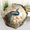 1pc Peacock Flowers Umbrella with 8 Iron Ribs and a Plastic Handle, Automatic Opening and Closing, and Daily Use.1109