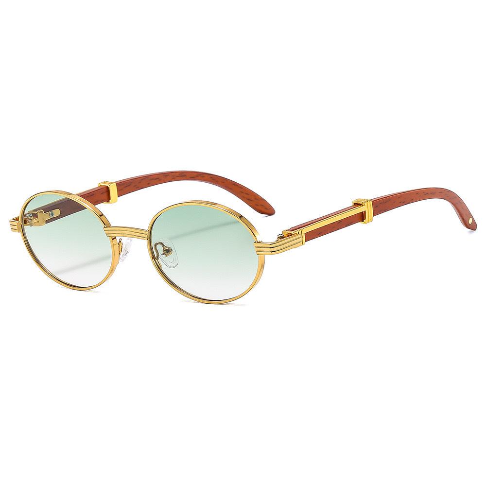 Vintage Retro Oval Shape Sunglasses for Women Men Small Frames Shades Vintage Designer Imitation Wood Grain Sun Eyeglasses UV400 Glasses lunettes