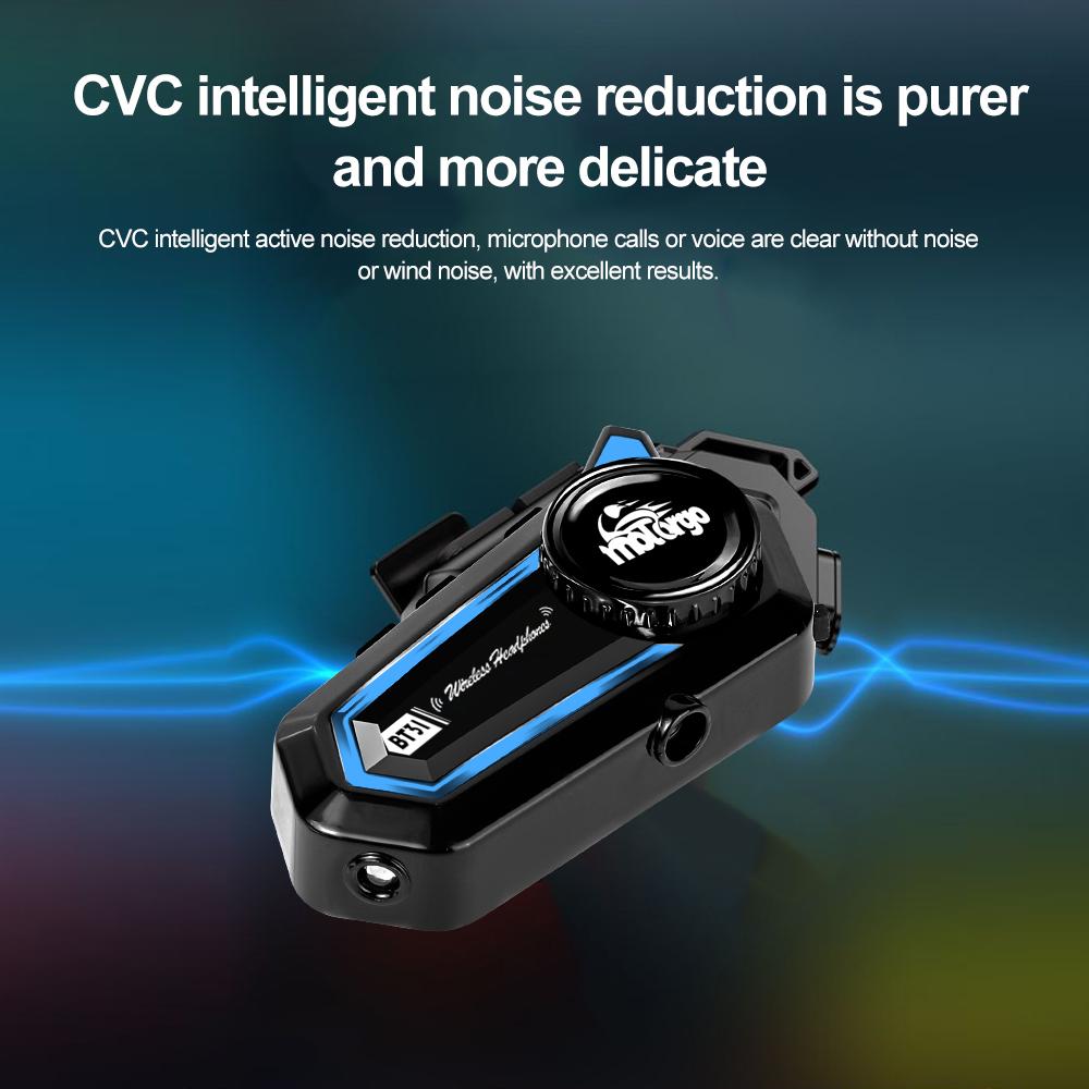 Bluetooth 5.3 Motorcycle Helmet Headset with HD Speaker and CVC Noise Cancelling, Universal Helmet Communication System with Quick Release Mount