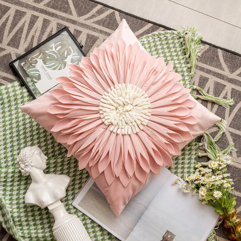 Retro Tulips Orchid Flower Embroidered Pillowcase Cushion Cover Morden Casual Cotton Case Sofa Bedroom Decro 45x45cm