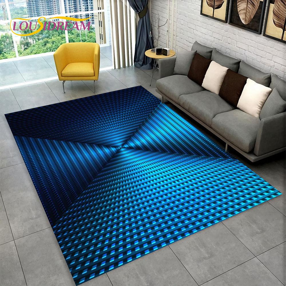 3D Vortex Illusion Area paklājs, abstrakts ģeometriskais optiskais paklājs viesistabas dīvānam, kāju paklājiņa dekoram, neslīdošs grīdas paklājs