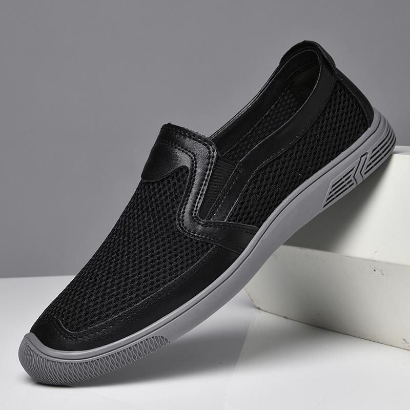 Fashion Summer New Men's Mesh Shoes Breathable Anti Slip Camping Shoes Versatile Black Men's Sports Shoes Massage Soles Free Delivery