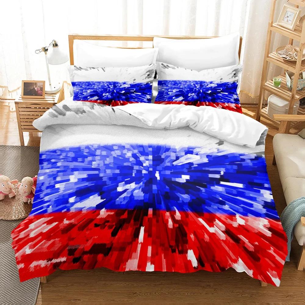 3D Russian Flag Bedding Set Single/Twin/Full/Queen/King Size Russian Theme Duvet Cover Set Teenager Bedroom Christmas Decor