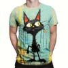 Cute Cat Pattern Men's T-shirt Animal 3D Printed T-shirt