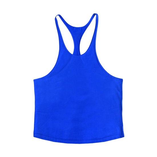 Men Solid Color Sport Vest O-Neck Sleeveless Racerback Design Bodybuilding Fitness Vest Spaghetti Straps Tops