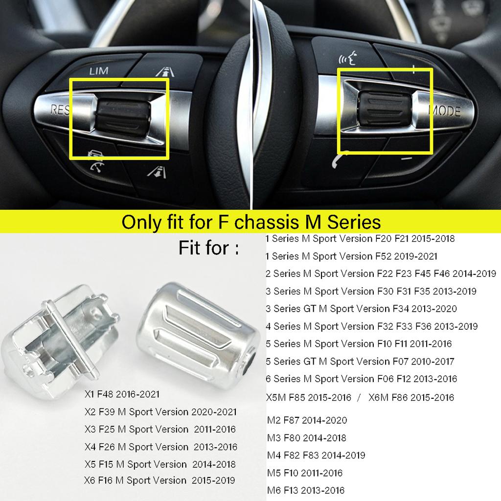 Silver Car M Sport Steering Wheel Button Knob For BMW 1 3 4 5 6 X3 X4 X5 X6 Series F10 F11 F30 F06 F25 Motorsport Version