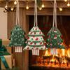 Decorative Fireplace Ornaments Christmas Tree Shaped Drawstring Gift Bags, Xmas Hanging Treat Sacks, Party Favors Holiday Candy Small Storage Pouches