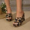 Fashion Wedges Slippers for Women High Heels Beach Shoes Summer Luxury Sandals Sexy Open Toe Leopard Broad Band Platform Slides