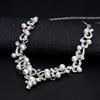 Fashion Alloy Rhinestone Faux Pearl Necklace Earrings Women Bride Jewelry Set