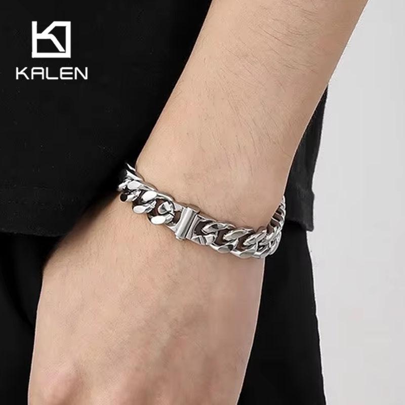 Kalen 10/12/13MM Cubaanse Ketting Zwaar Armband Glanzende Ketting voor Mannen 316L Roestvrij Staal Goudkleurig Sieraden Verjaardagsfeest Cadeau