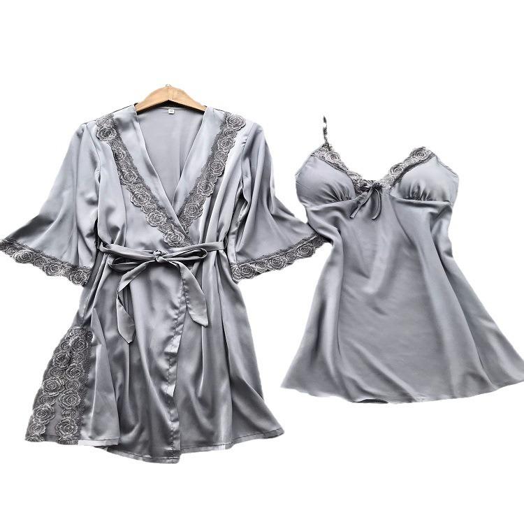 Charming Satin Lingerie Pajama Set: Imitation Silk Camisole & Shorts