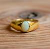 Opal Signet Ring, 925 Solid Sterling Silver, Pure Copper Ring, Yellow Gold Ring, Promise Ring