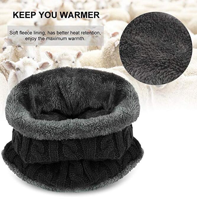 Unisex Winter Warm Knitted Hat and Circle Scarf Skiing Hat Outdoor Sports Hat Sets Beanie Soft