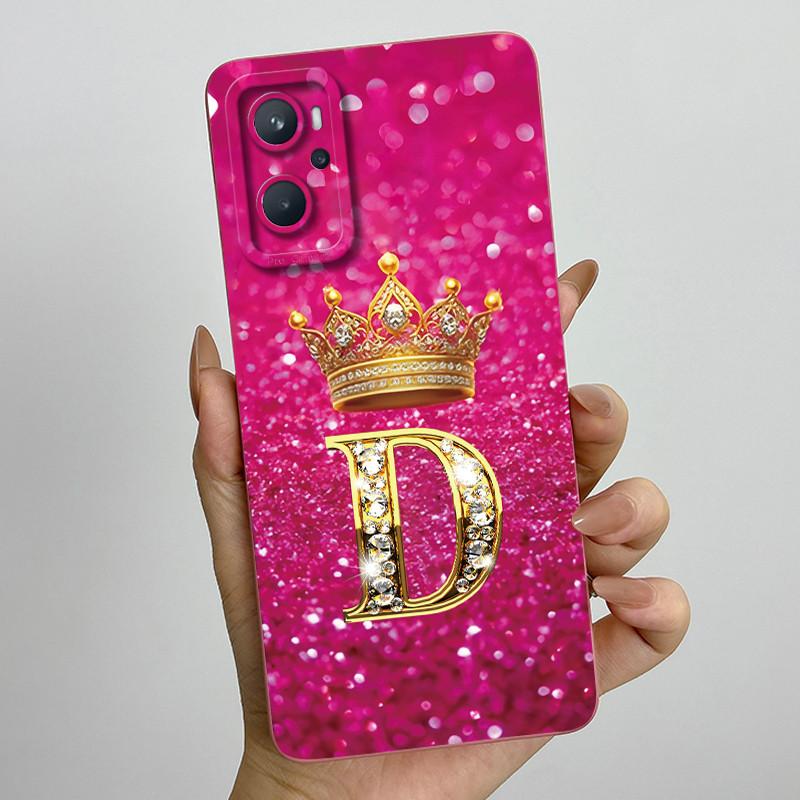 For Realme 9i 4G RMX3491 / Oppo A96 CPH2333 Fashion Initial Letter Couple Phone Case Soft Silicone TPU Lens Protective Casing