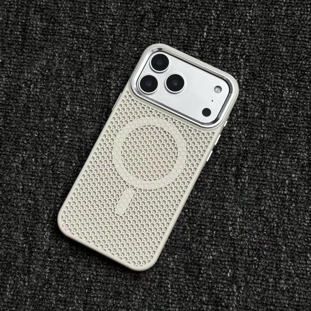 Apple 17 Pro Max Honeycomb Magnetic Heat Dissipating Skin-Feel Case with Integrated Buttons for iPhone 16/15